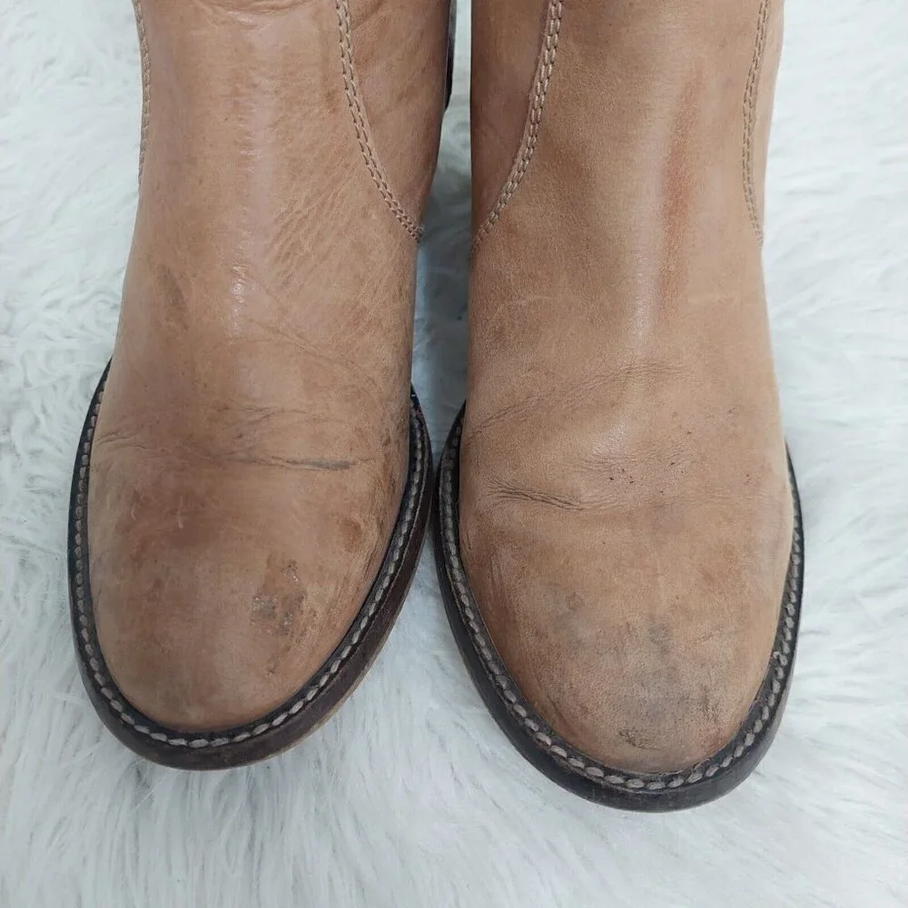 Dingo Women's Size 8.5 M Tan Leather Cowboy Western Ankle Boots‎ Distressed